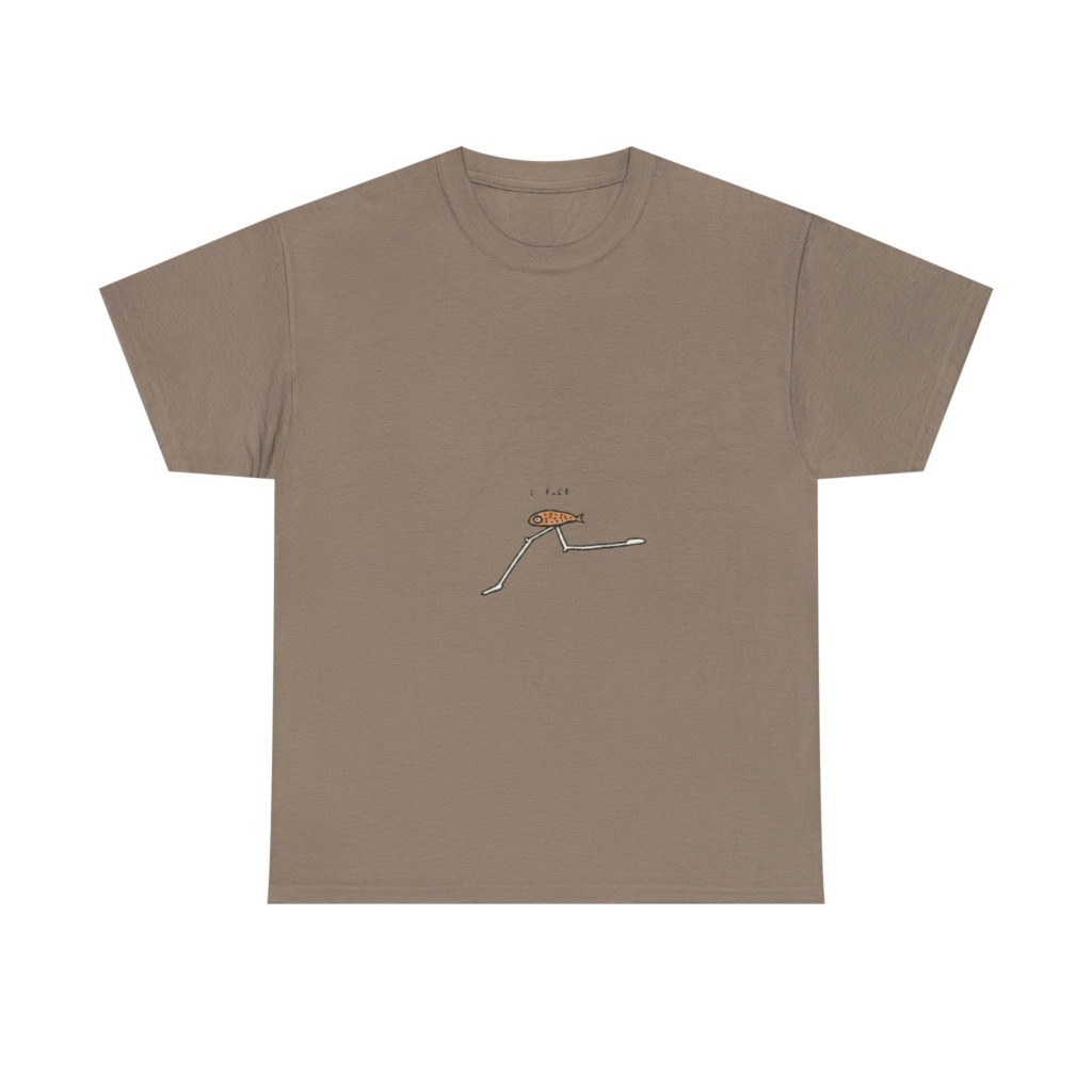 Black 'I FLEE' Fish Graphic T-Shirt