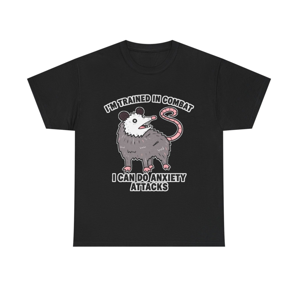 Opossum Combat Anxiety Attack Graphic T-Shirt
