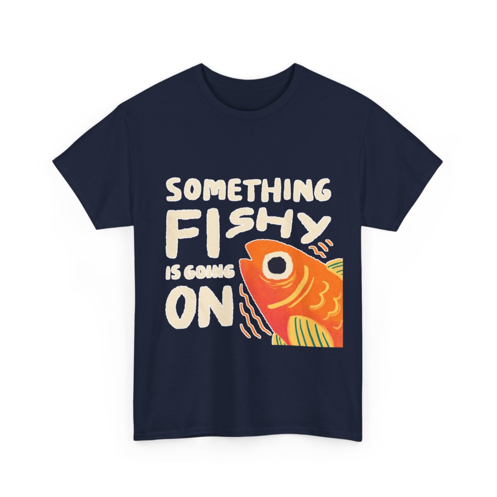 White 'Something Fishy' Orange Fish Graphic T-Shirt