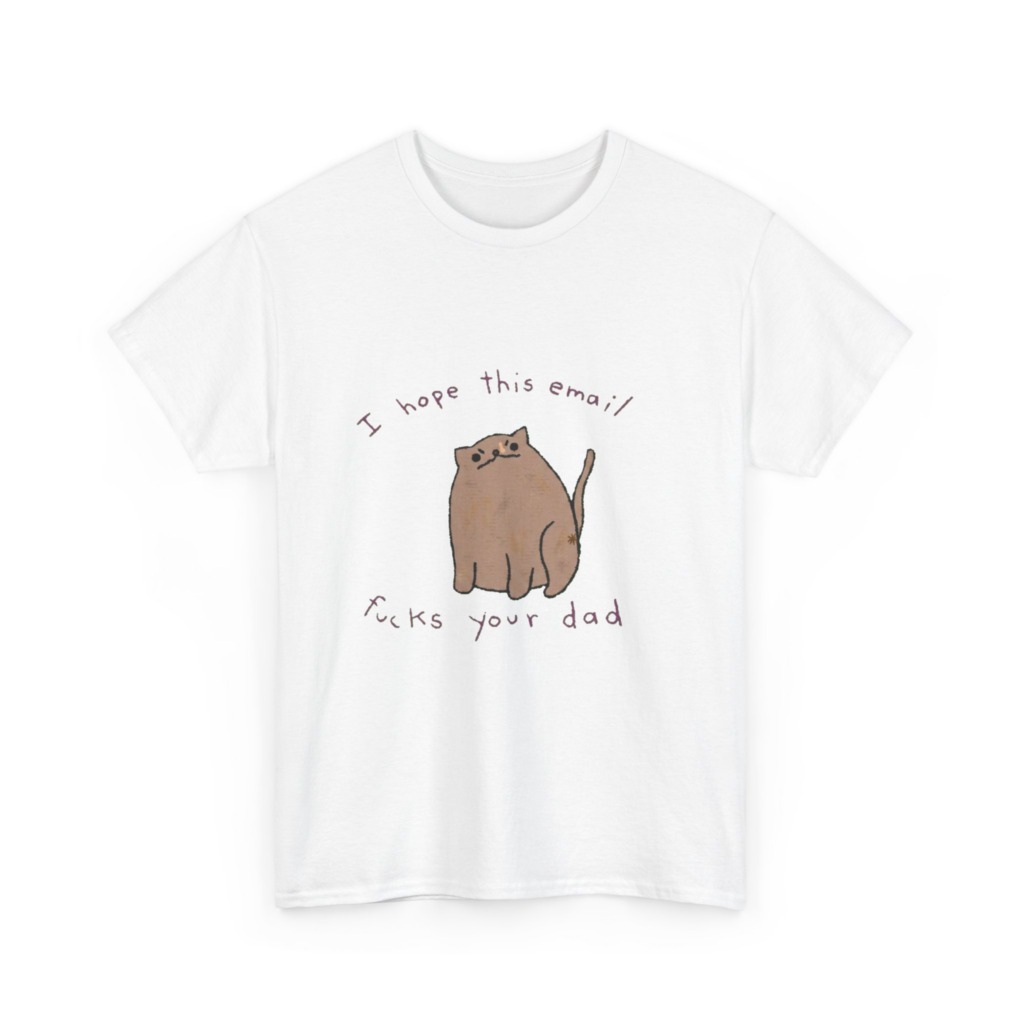 Graphic T-Shirt with Sarcastic Email Cat Design
