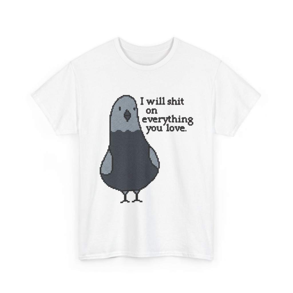 Pixel Art Pigeon Slogan T-Shirt