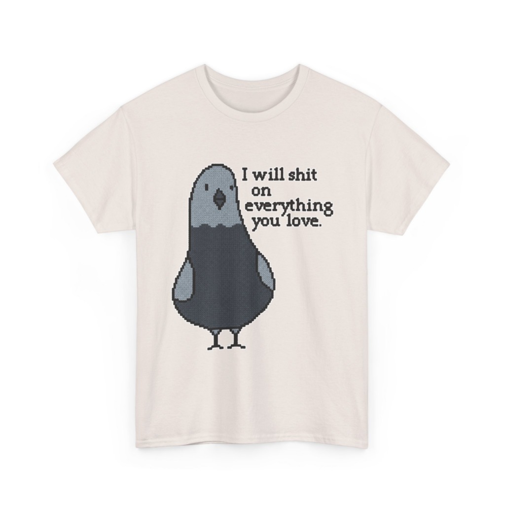 Pixel Art Pigeon Slogan T-Shirt