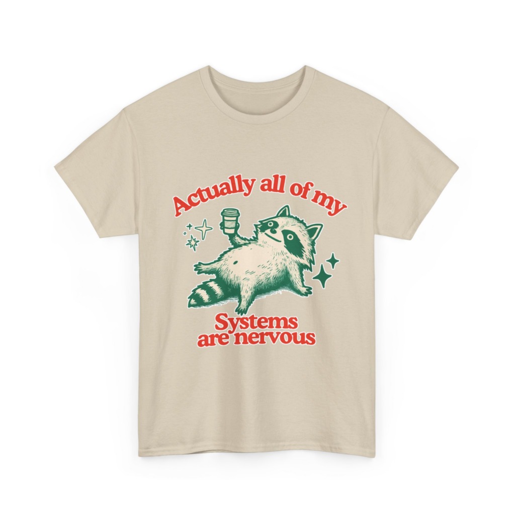 Raccoon Coffee Nervous Systems Graphic T-Shirt