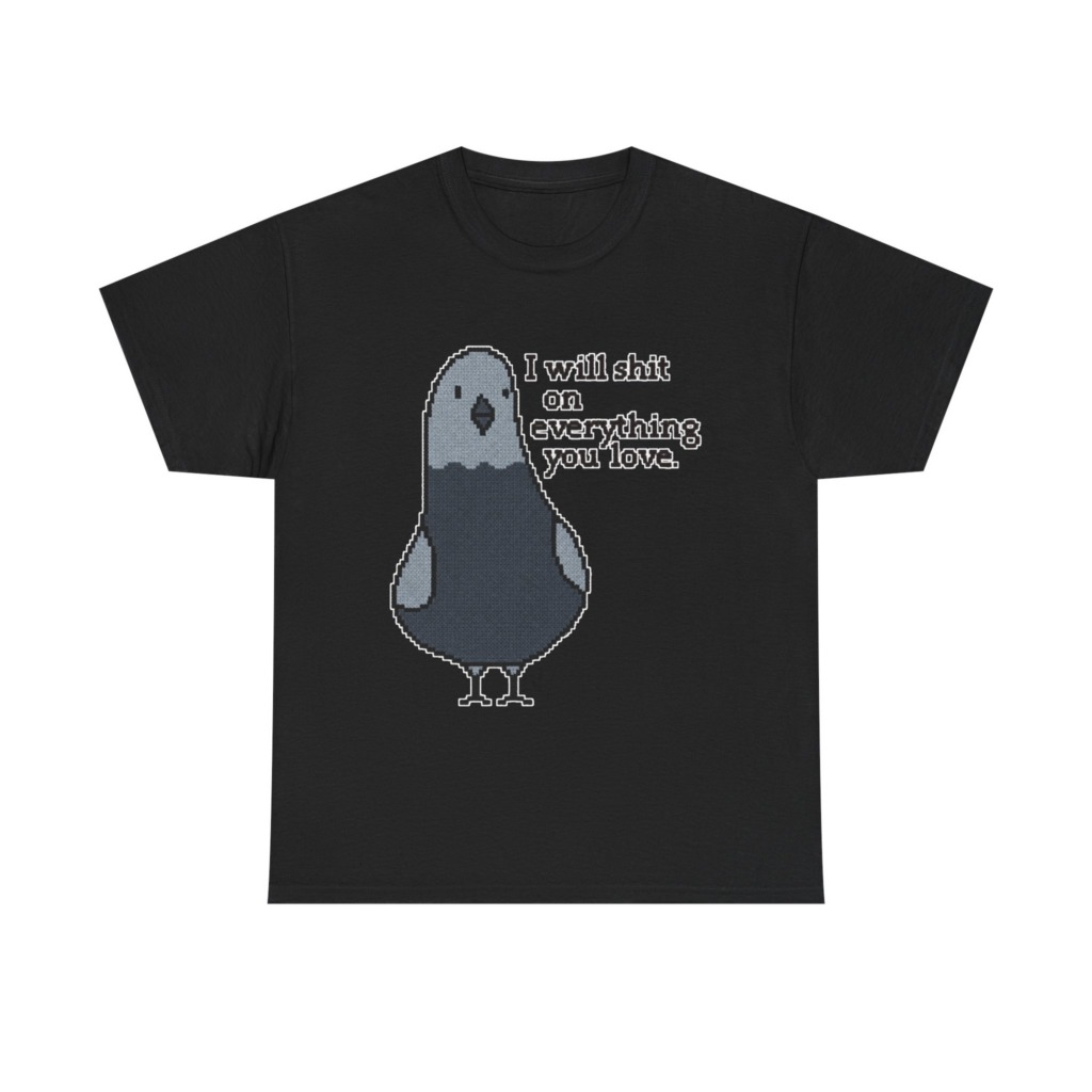 Pixel Art Pigeon Slogan T-Shirt