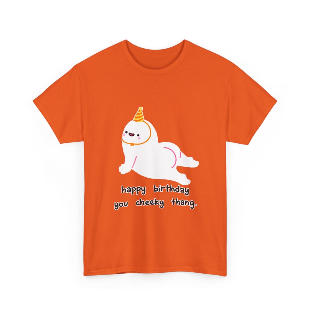 T-Shirt with Cheeky Birthday Seal Graphic Print