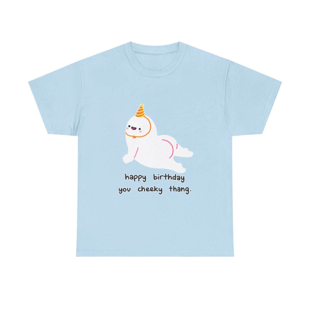 T-Shirt with Cheeky Birthday Seal Graphic Print