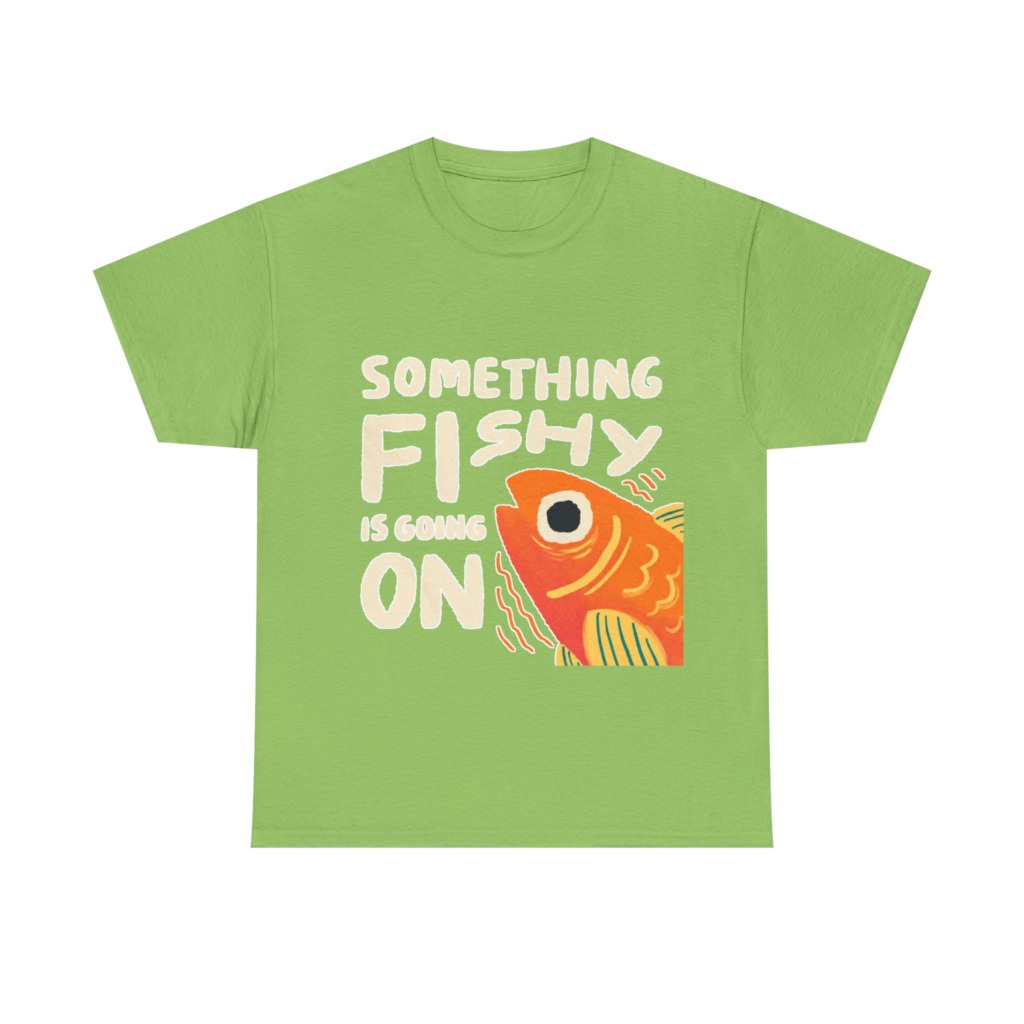 White 'Something Fishy' Orange Fish Graphic T-Shirt
