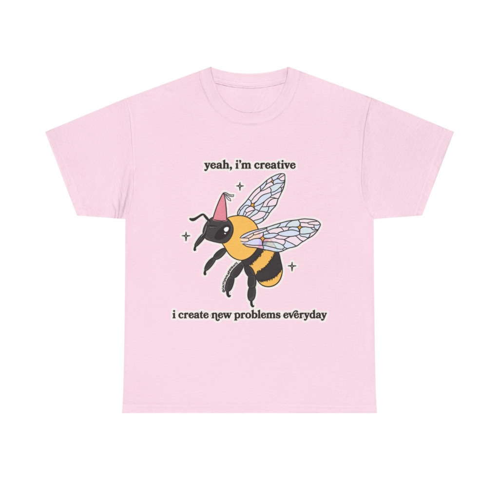 T-Shirt with Creative Party Bee Slogan Print