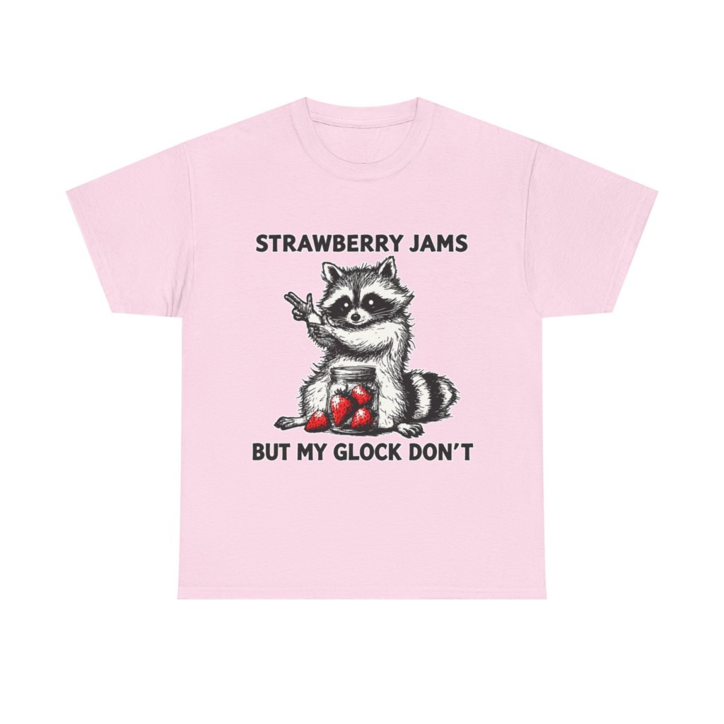 Raccoon 'Strawberry Jams But My Glock Don't' T-Shirt