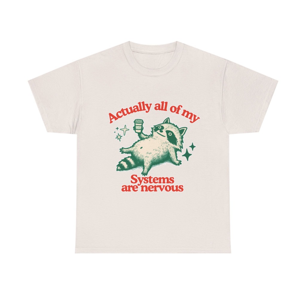 Raccoon Coffee Nervous Systems Graphic T-Shirt