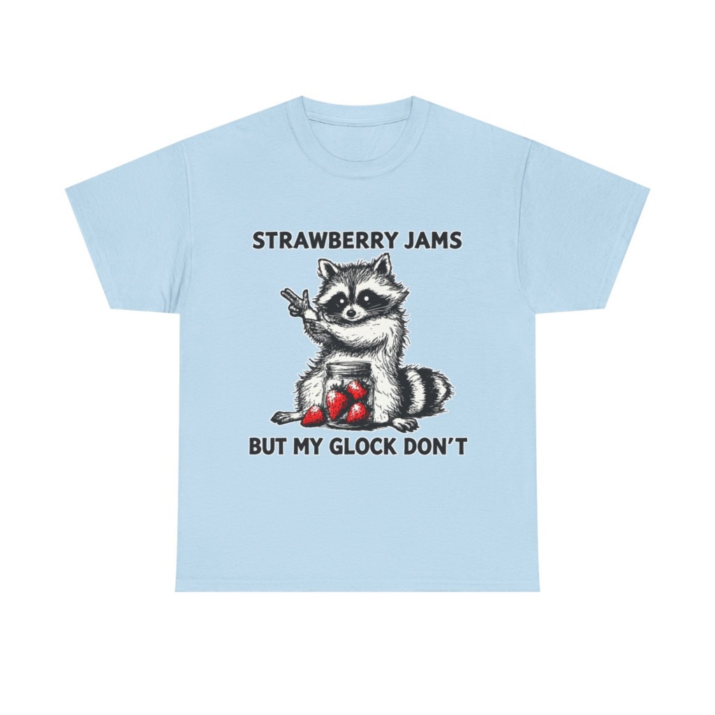 Raccoon 'Strawberry Jams But My Glock Don't' T-Shirt