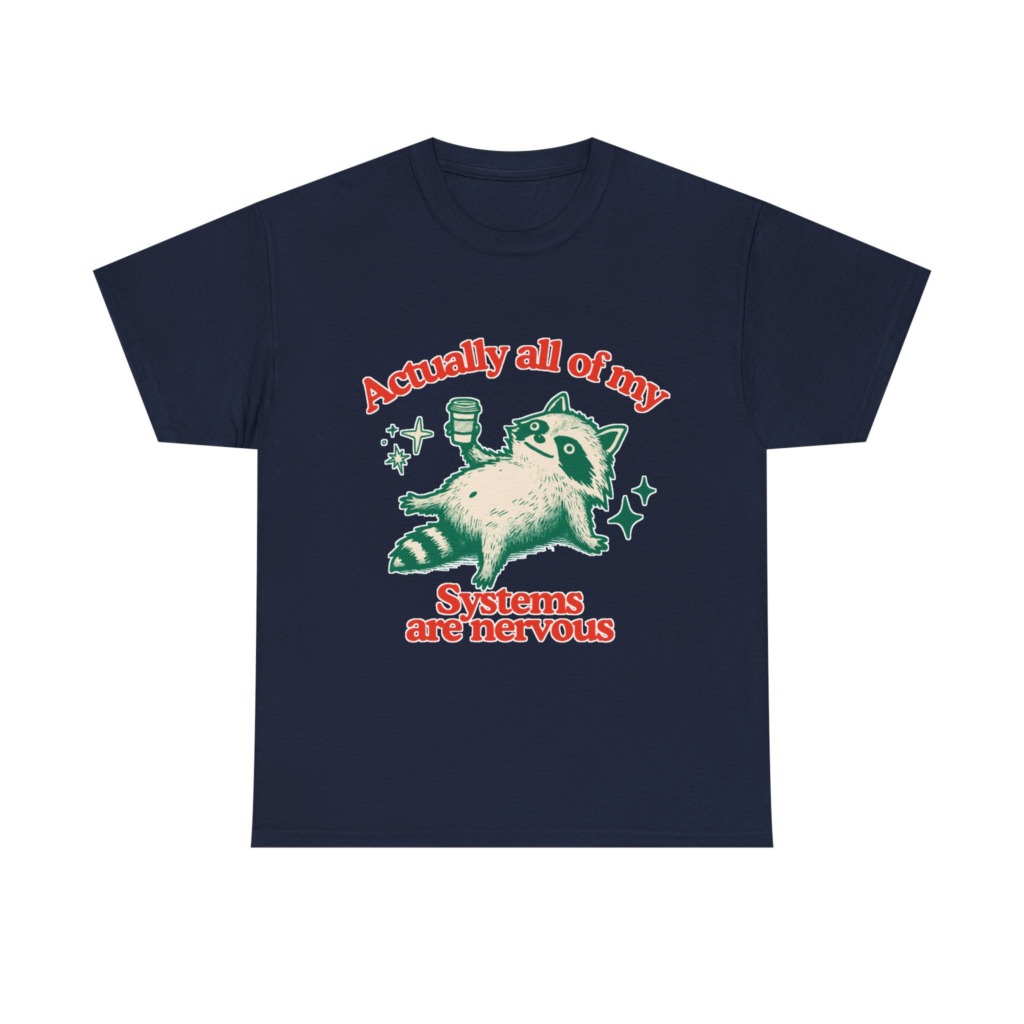 Raccoon Coffee Nervous Systems Graphic T-Shirt