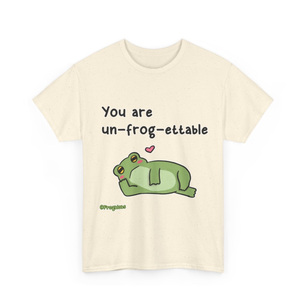 T-Shirt with 'Un-frog-ettable' Pun Frog Graphic