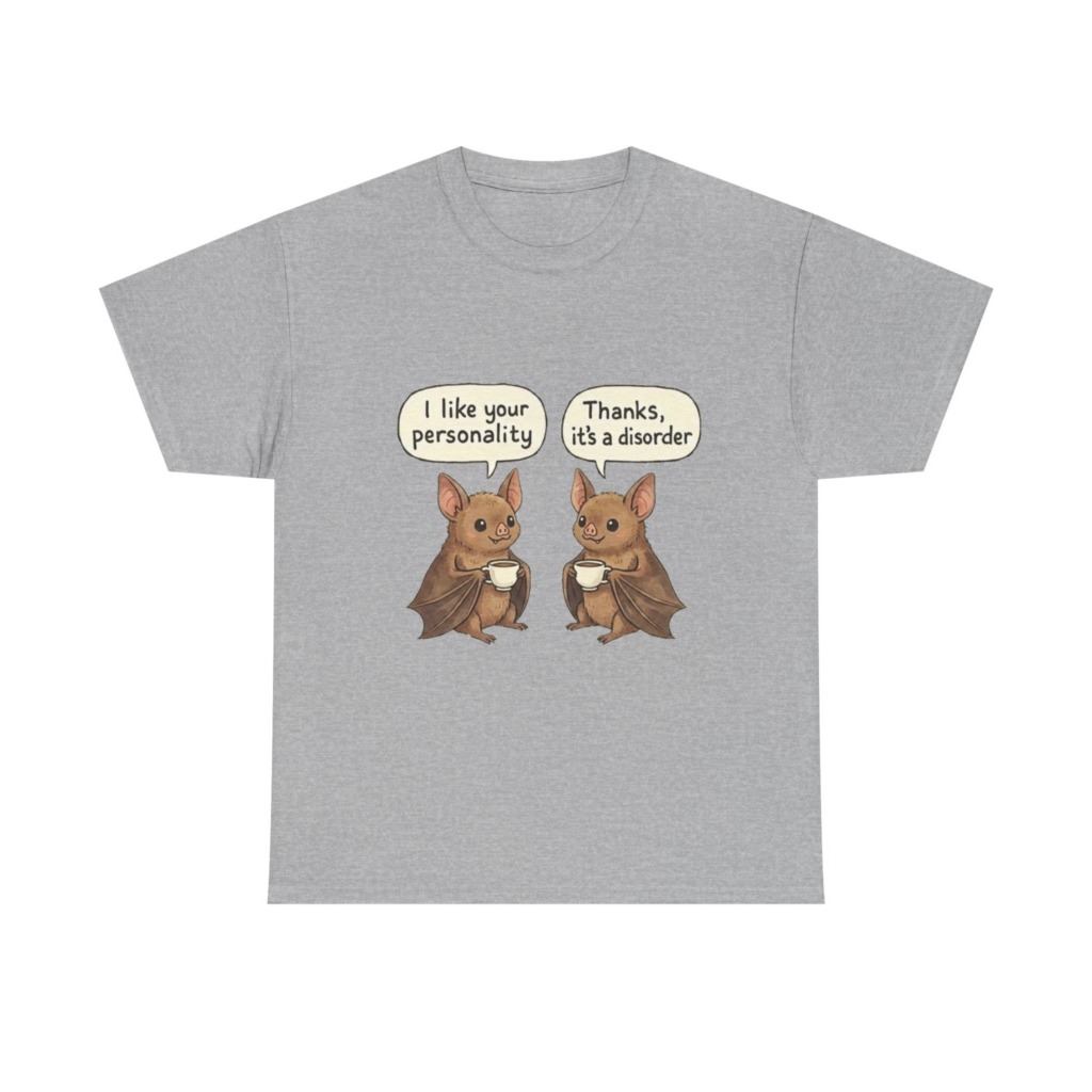 T-Shirt: Witty Bats with Coffee 'Personality Disorder'