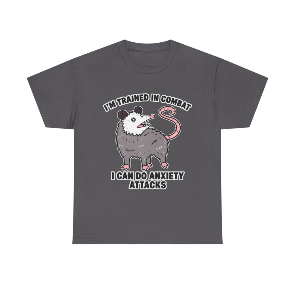 Opossum Combat Anxiety Attack Graphic T-Shirt
