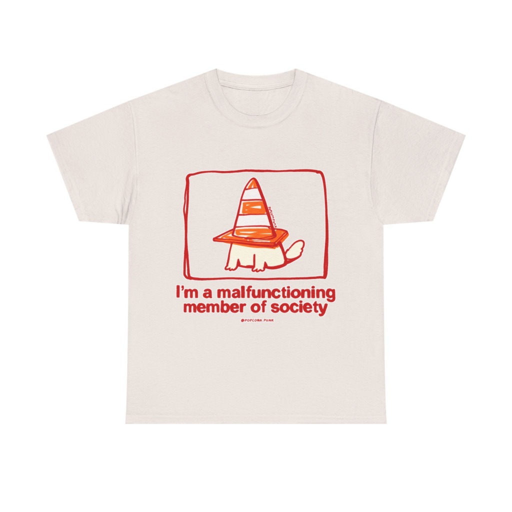 White 'Malfunctioning Member' Dog Graphic T-Shirt