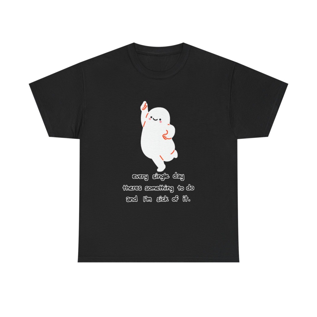 White T-Shirt - Happy Blob 'Sick of It' Graphic