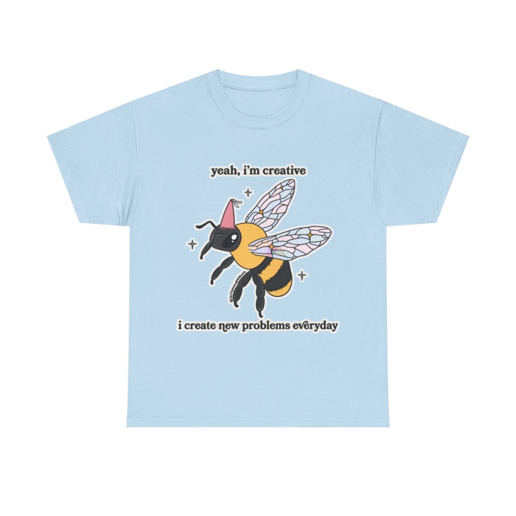 T-Shirt with Creative Party Bee Slogan Print