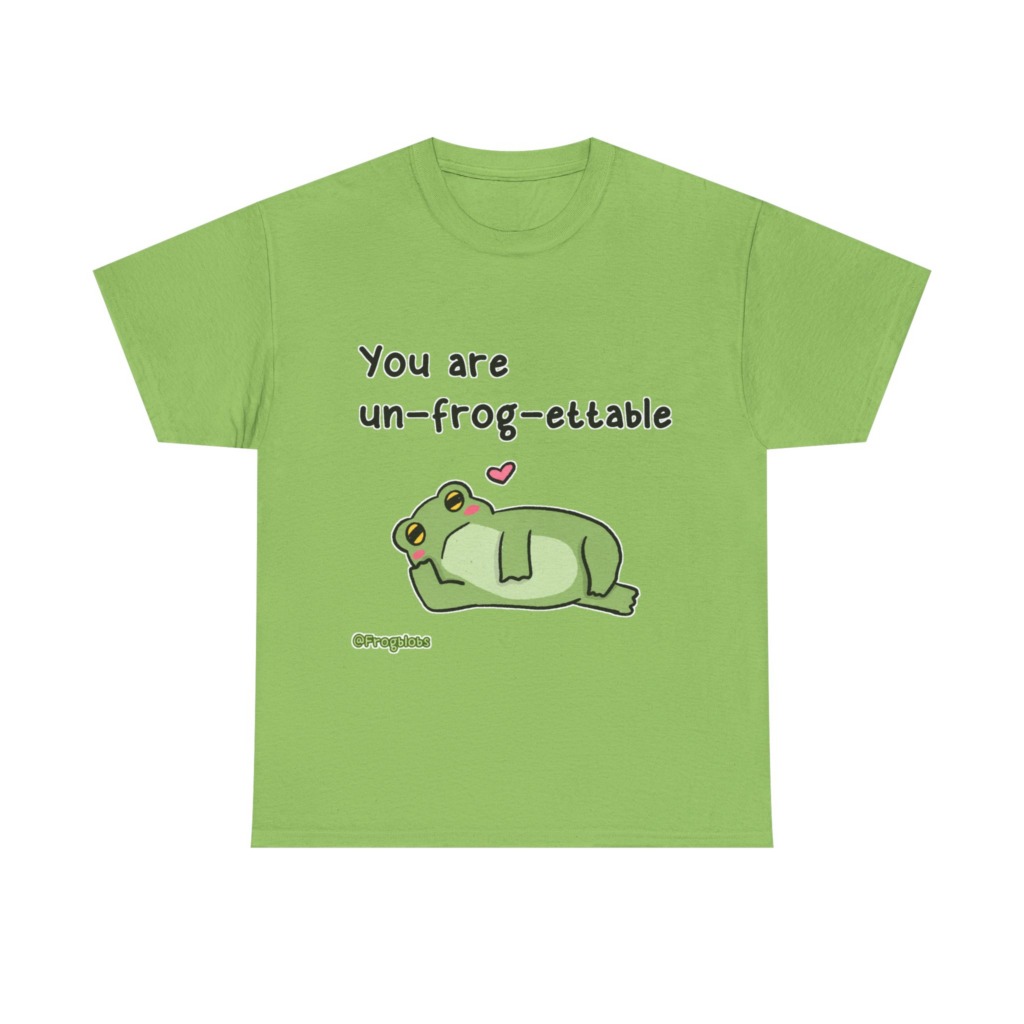 T-Shirt with 'Un-frog-ettable' Pun Frog Graphic
