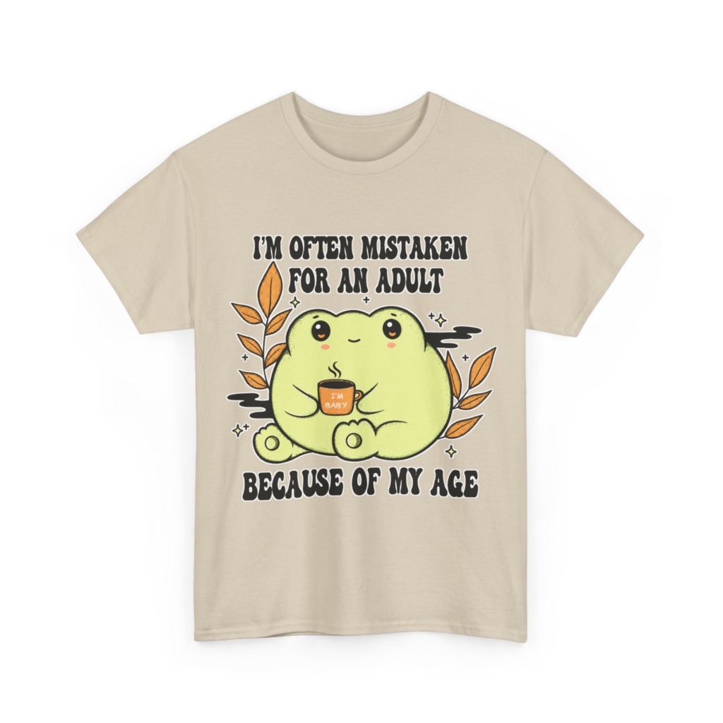 Graphic Tee: 'Mistaken for Adult, I'm Baby' Frog Design