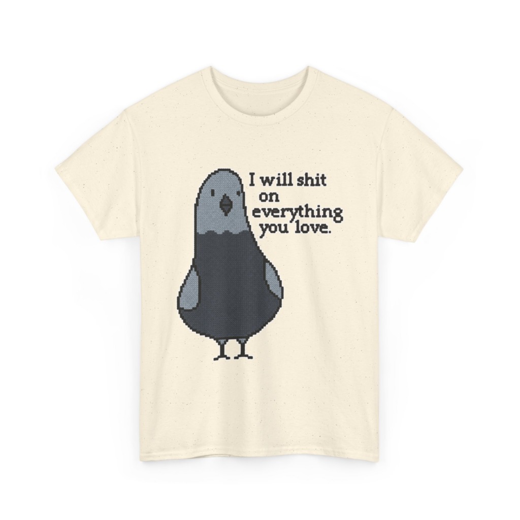 Pixel Art Pigeon Slogan T-Shirt