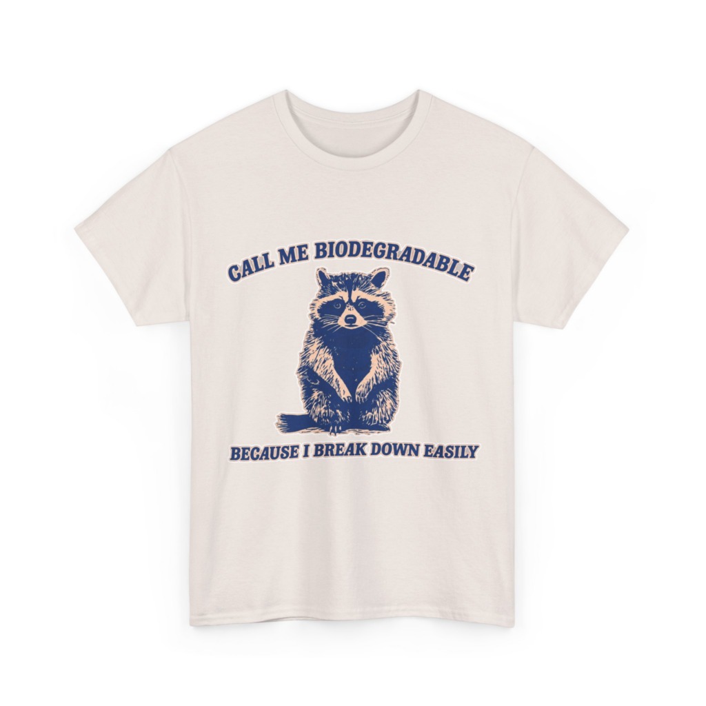 Raccoon "Biodegradable" Graphic T-Shirt