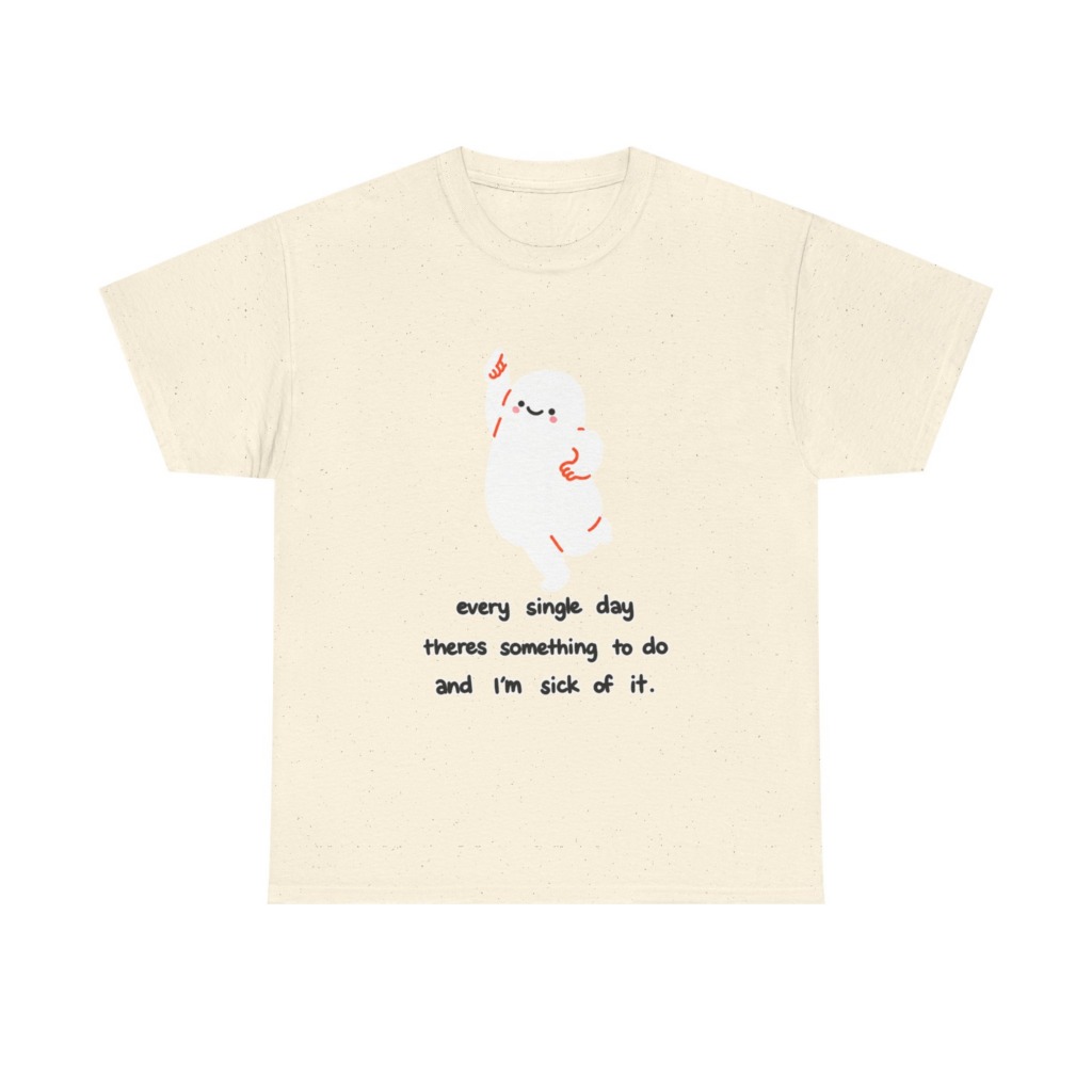 White T-Shirt - Happy Blob 'Sick of It' Graphic