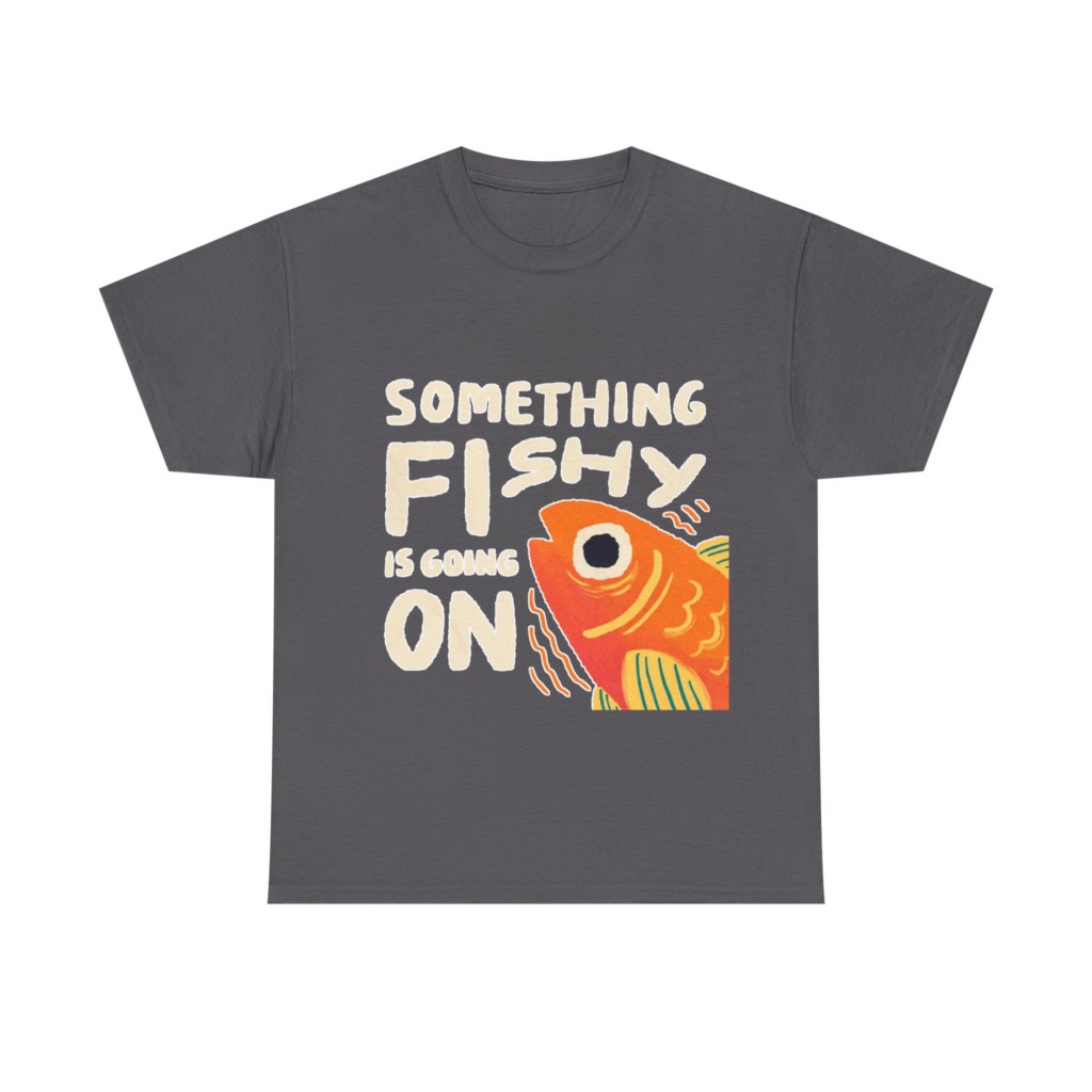 White 'Something Fishy' Orange Fish Graphic T-Shirt