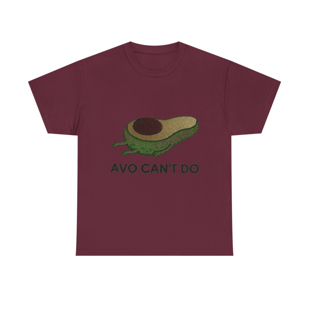 T-Shirt with Running Avocado 'Avo Can't Do' Embroidery