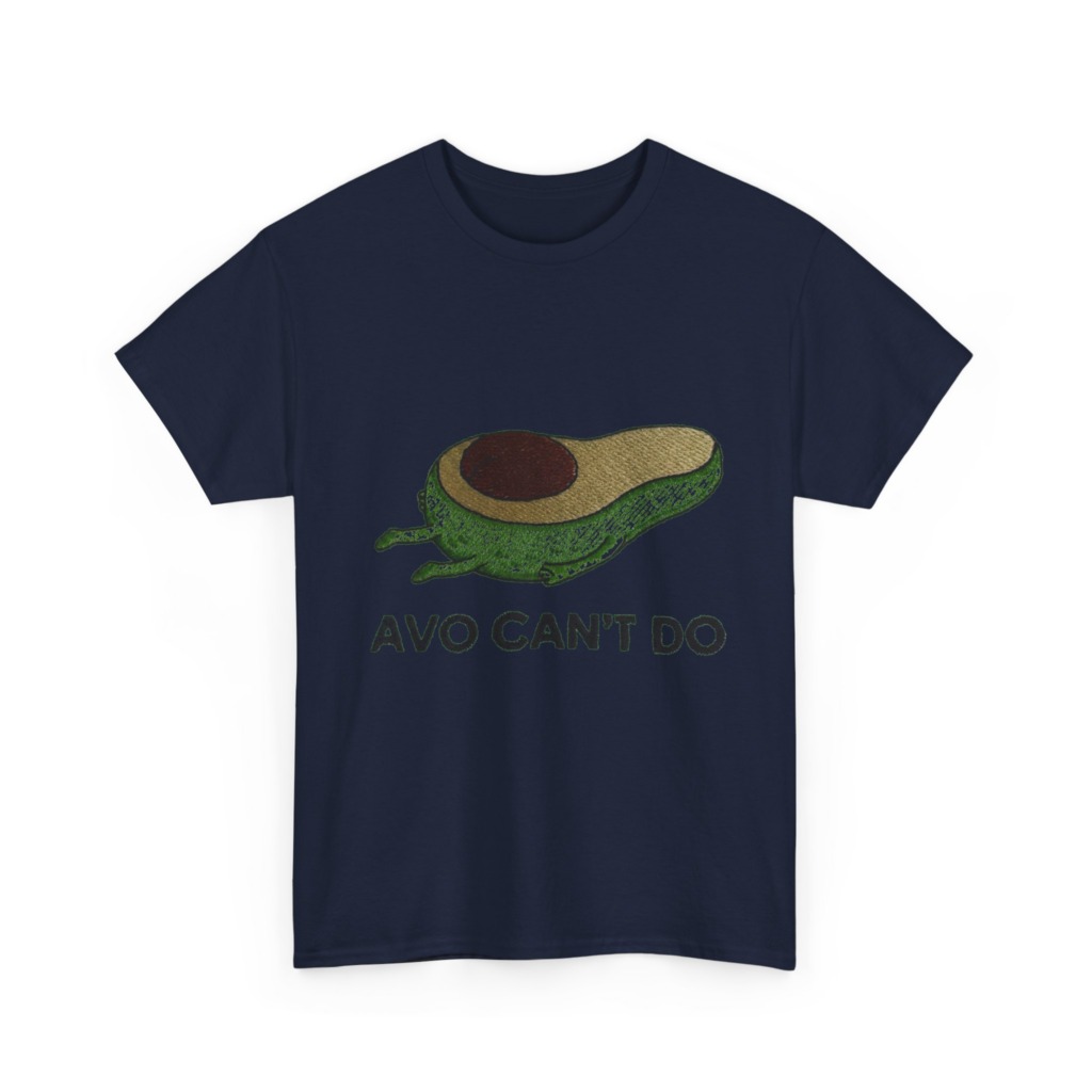 T-Shirt with Running Avocado 'Avo Can't Do' Embroidery