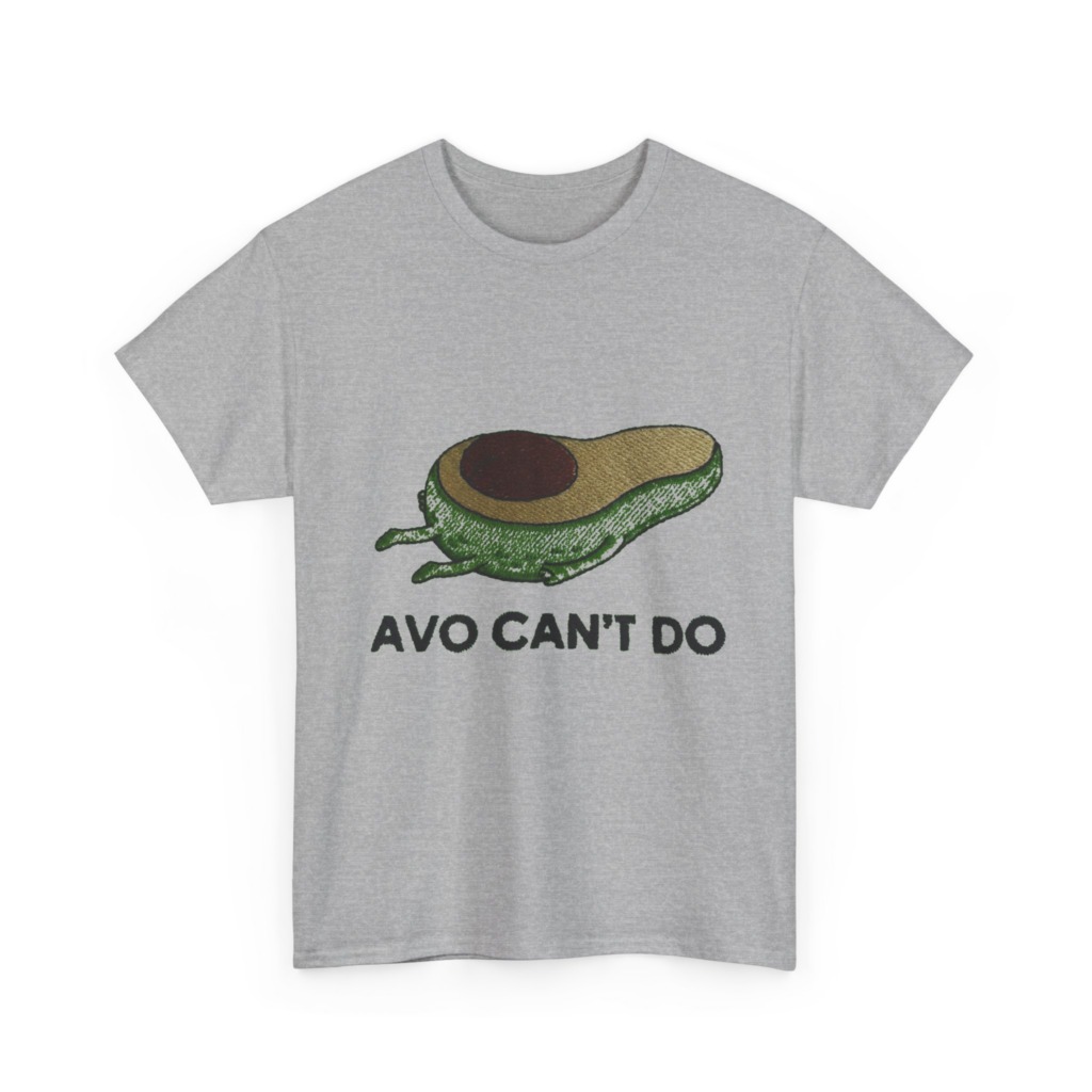 T-Shirt with Running Avocado 'Avo Can't Do' Embroidery