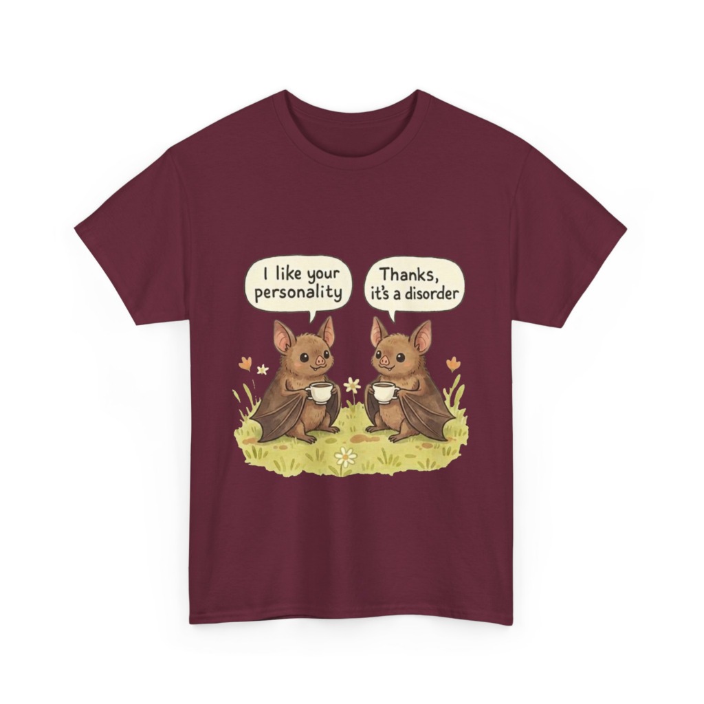 T-Shirt: Funny Bats Personality Disorder Coffee Dialogue