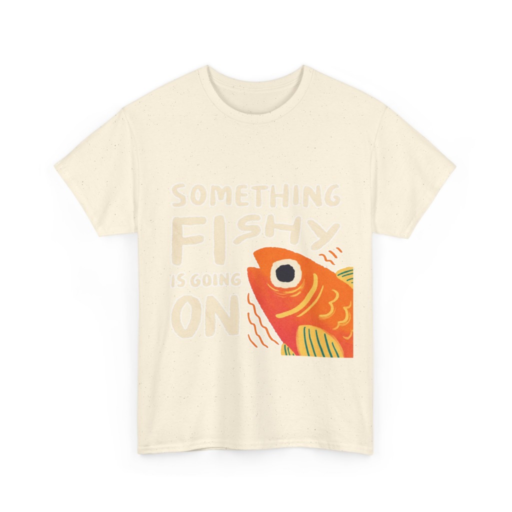 White 'Something Fishy' Orange Fish Graphic T-Shirt