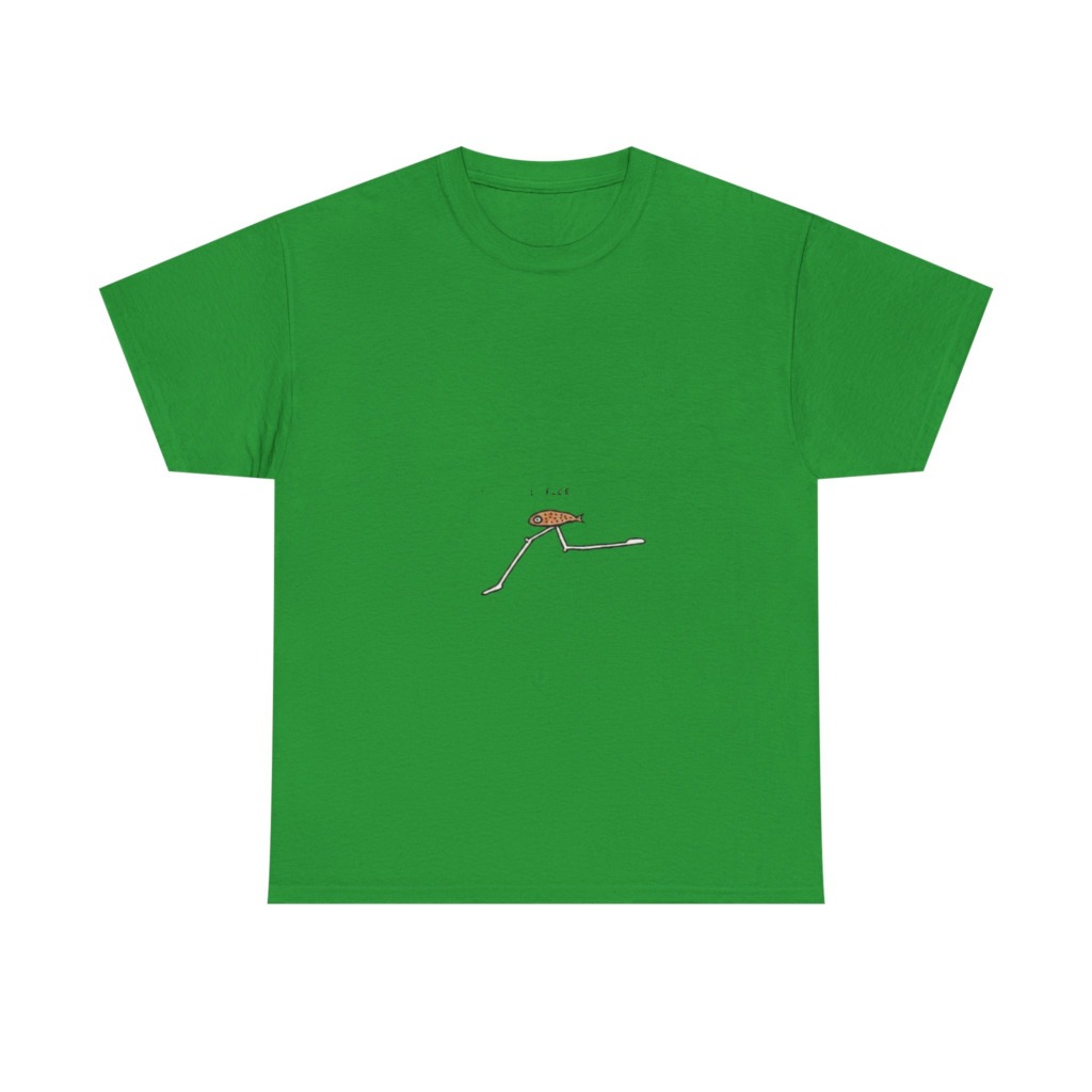 Black 'I FLEE' Fish Graphic T-Shirt