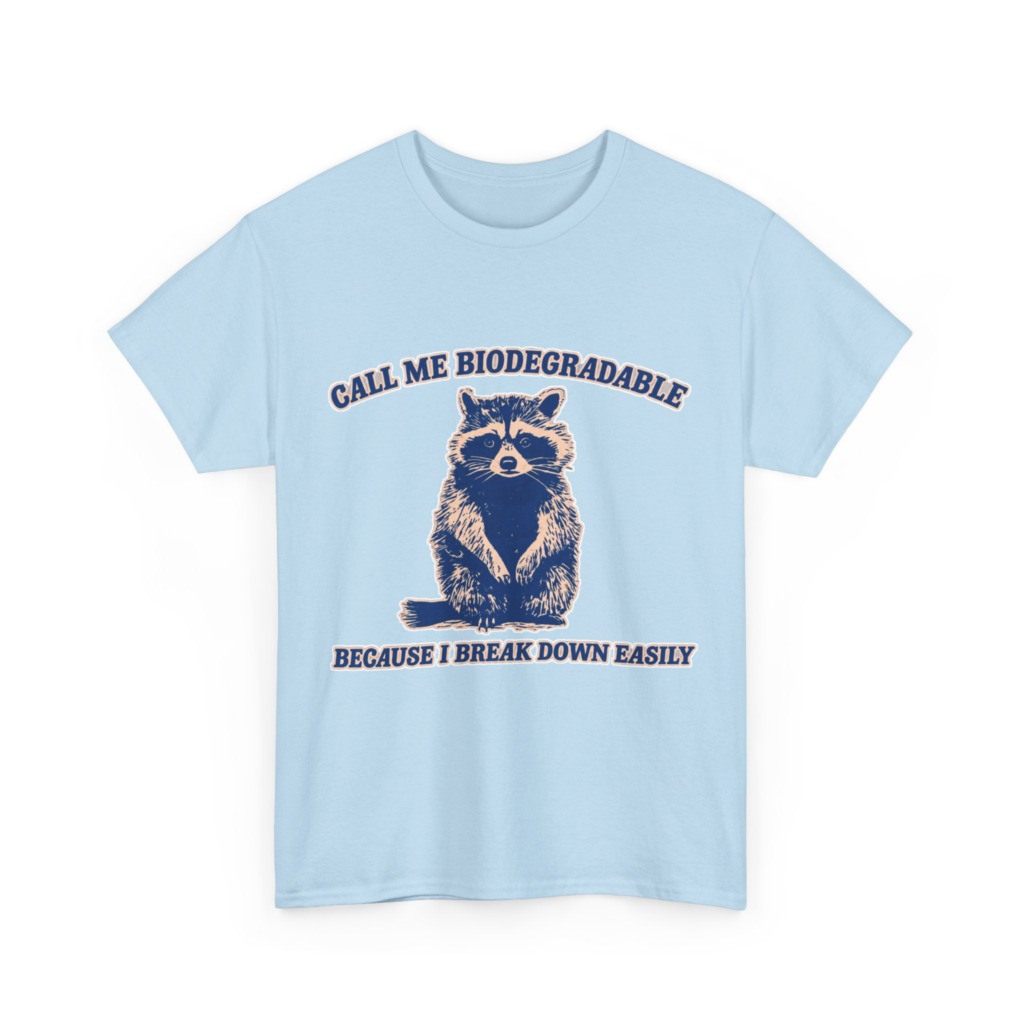Raccoon "Biodegradable" Graphic T-Shirt