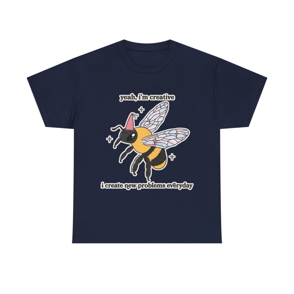T-Shirt with Creative Party Bee Slogan Print