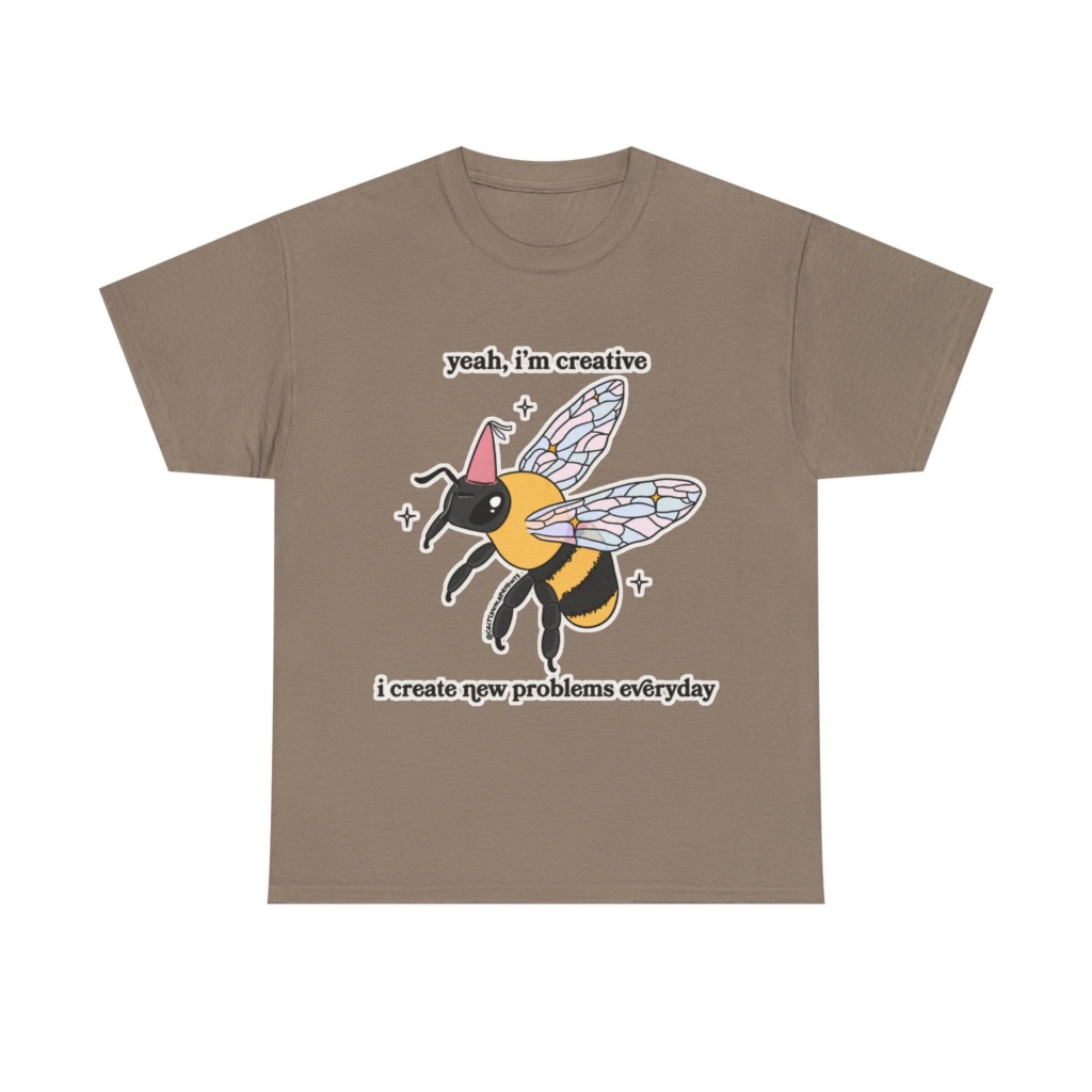 T-Shirt with Creative Party Bee Slogan Print