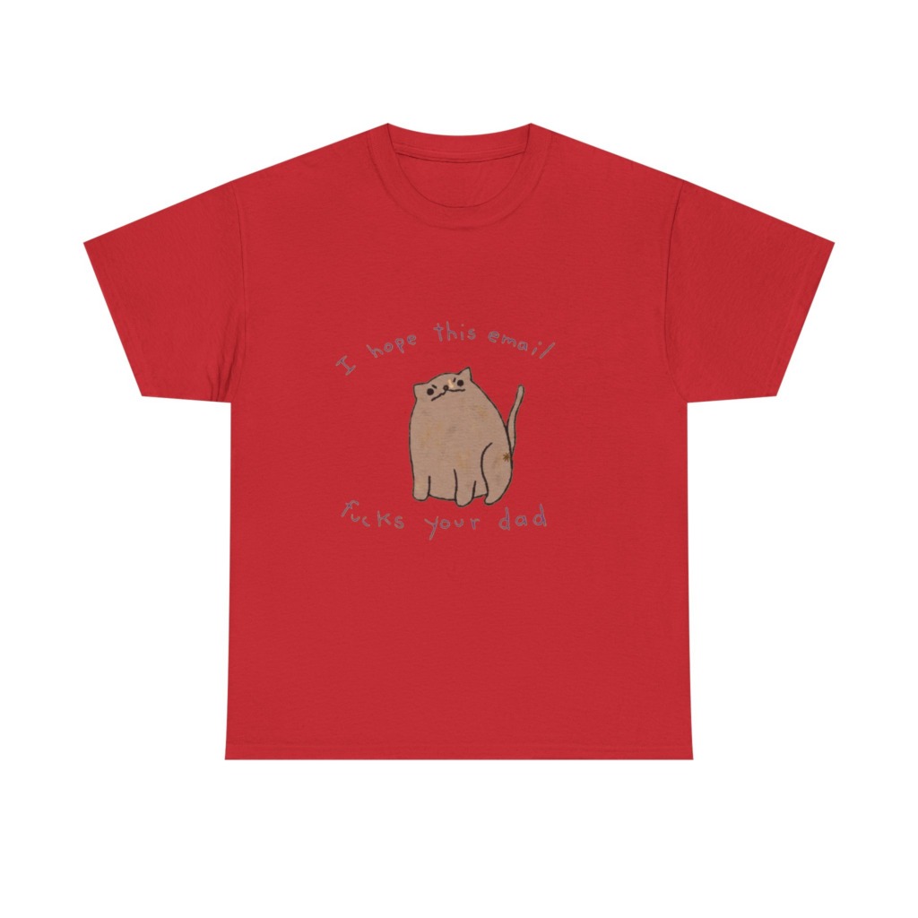 Graphic T-Shirt with Sarcastic Email Cat Design