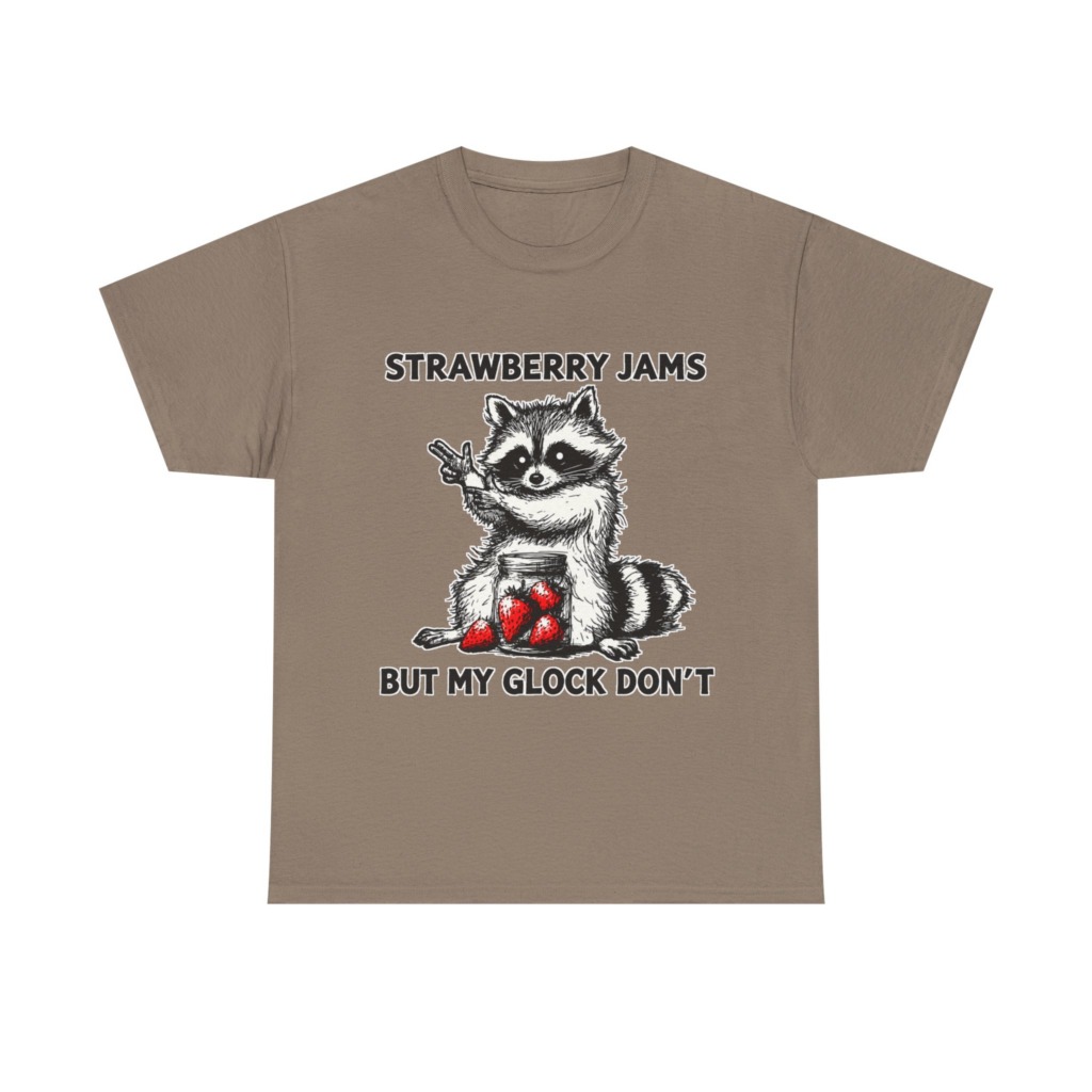 Raccoon 'Strawberry Jams But My Glock Don't' T-Shirt
