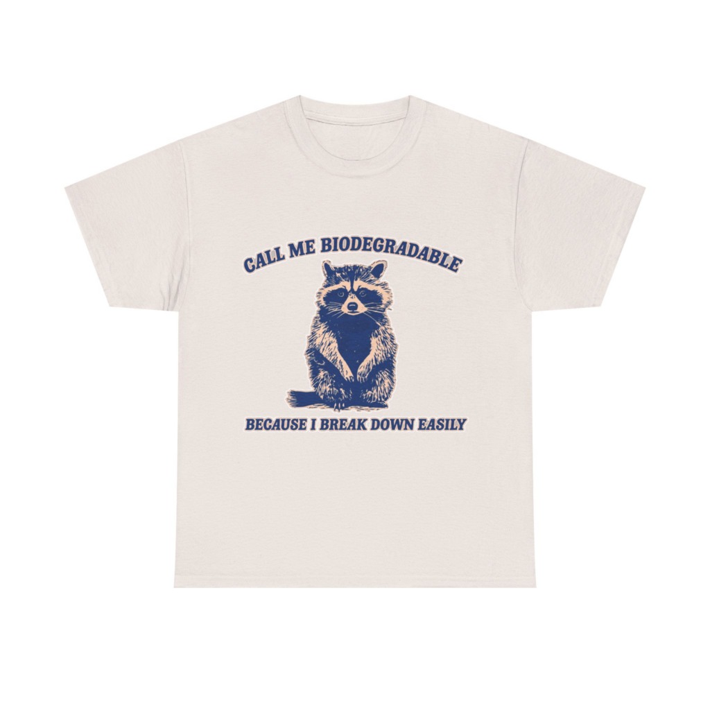 Raccoon "Biodegradable" Graphic T-Shirt