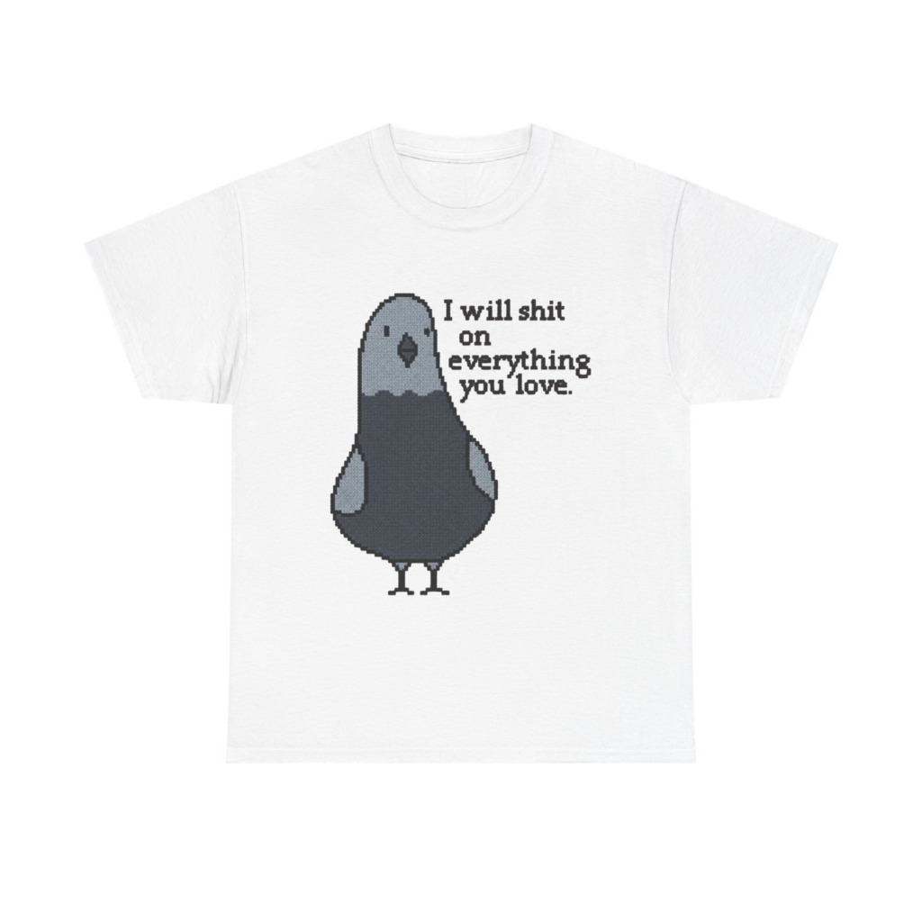 Pixel Art Pigeon Slogan T-Shirt