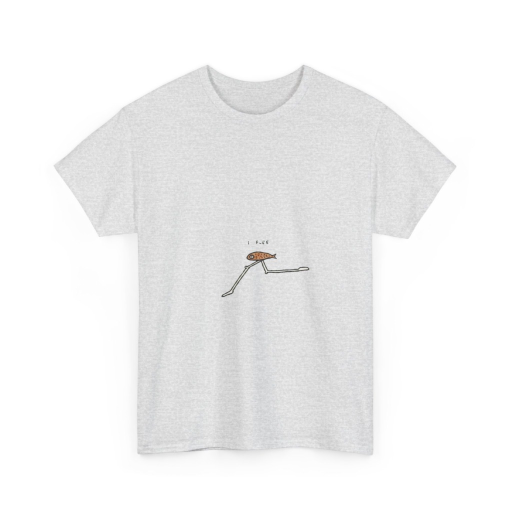 Black 'I FLEE' Fish Graphic T-Shirt