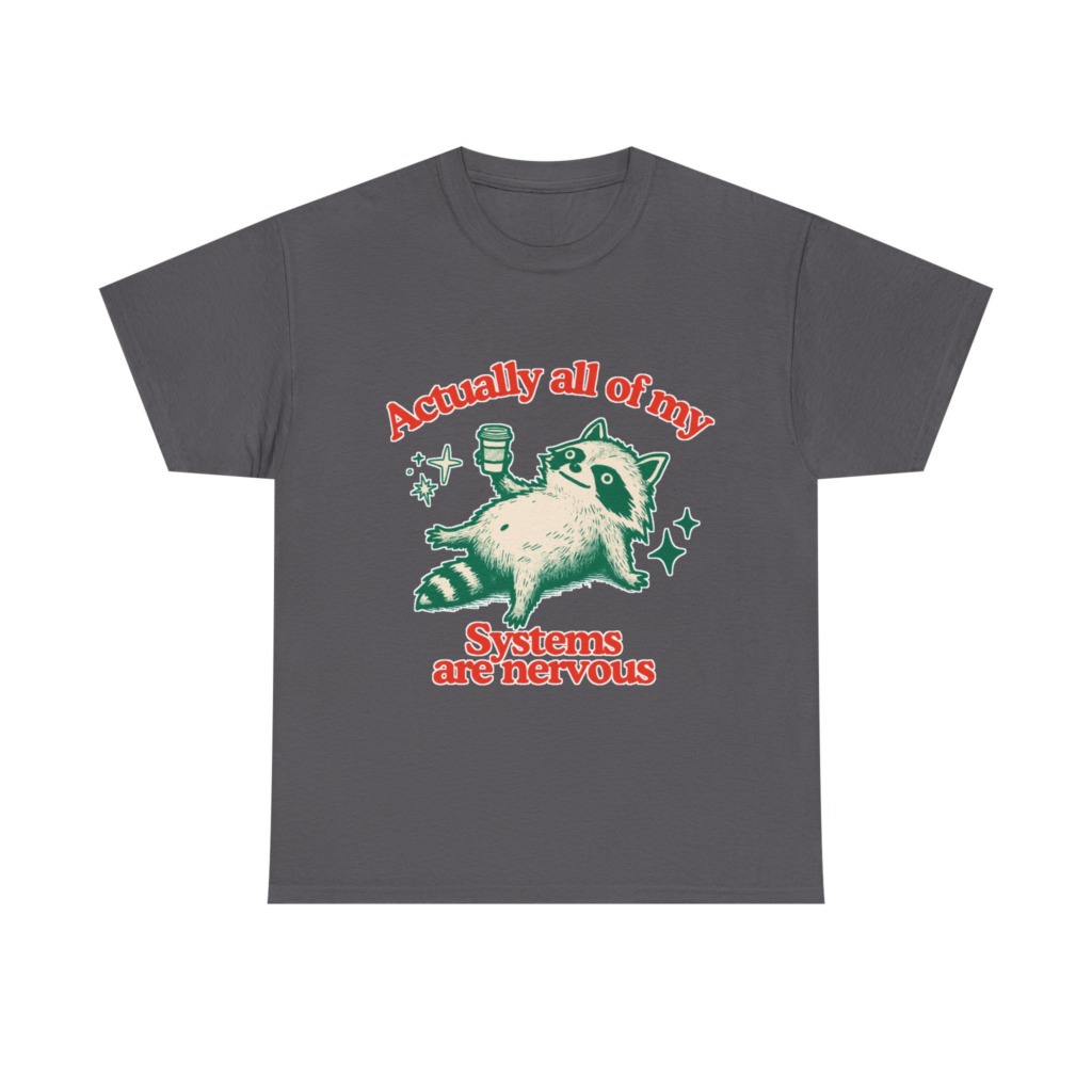 Raccoon Coffee Nervous Systems Graphic T-Shirt