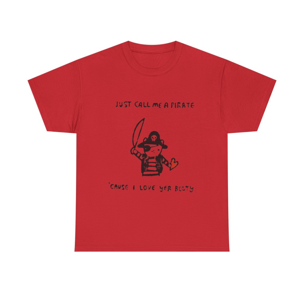Black T-Shirt with Embroidered Red Heart