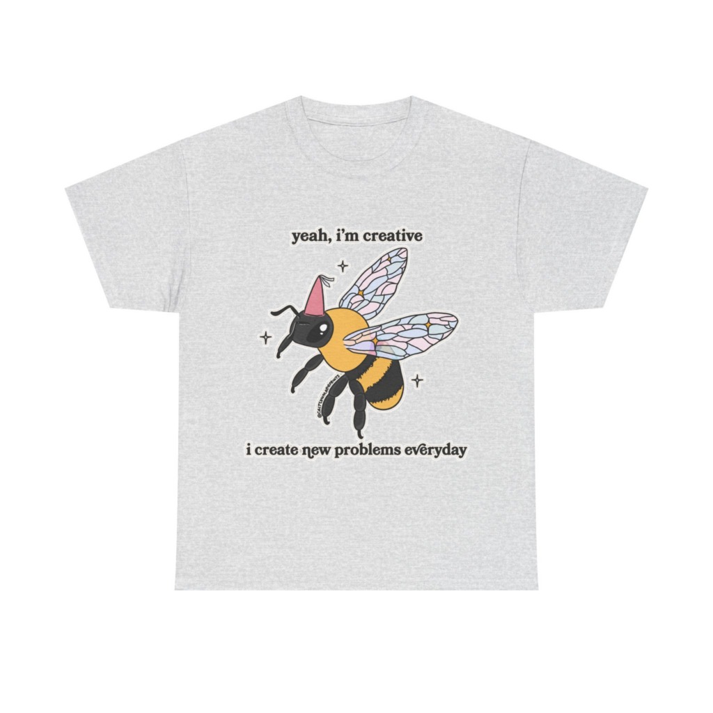T-Shirt with Creative Party Bee Slogan Print