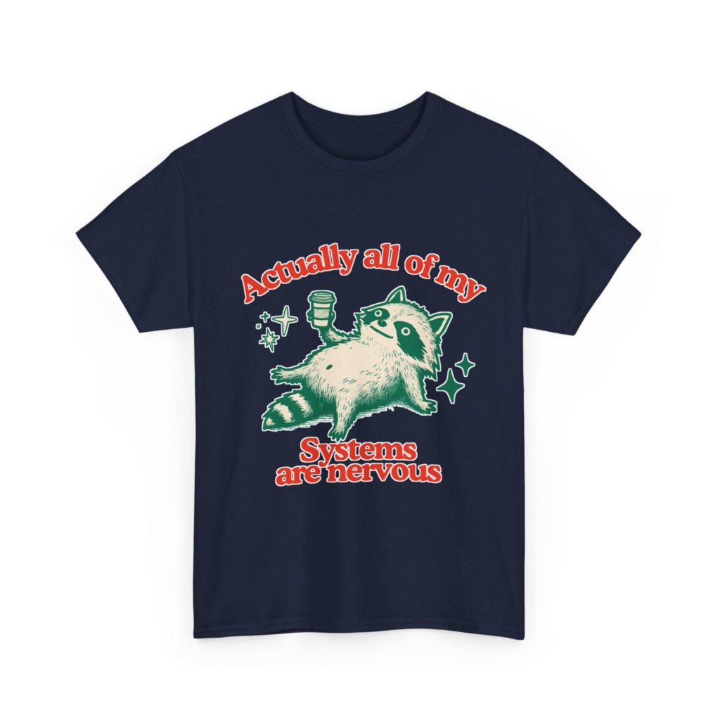 Raccoon Coffee Nervous Systems Graphic T-Shirt