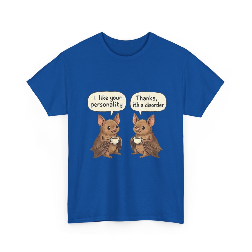 T-Shirt: Witty Bats with Coffee 'Personality Disorder'