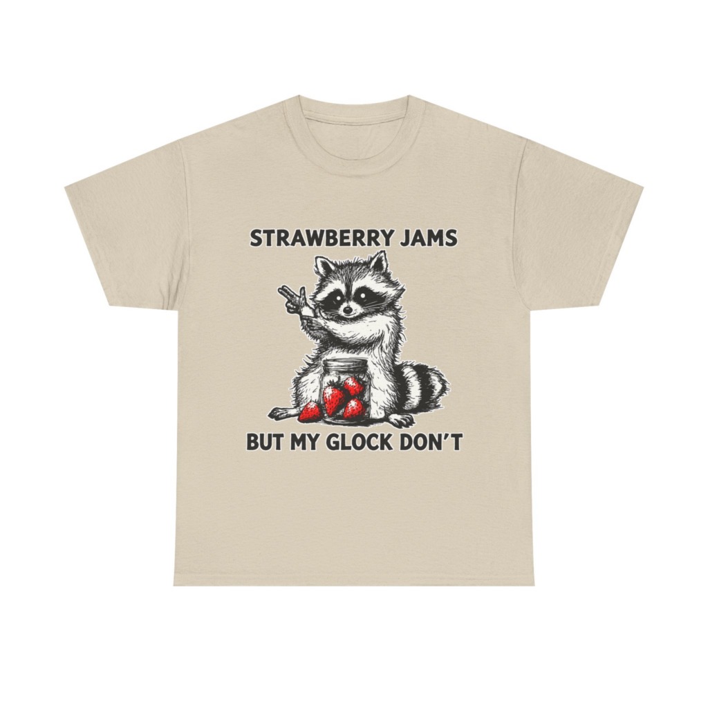 Raccoon 'Strawberry Jams But My Glock Don't' T-Shirt