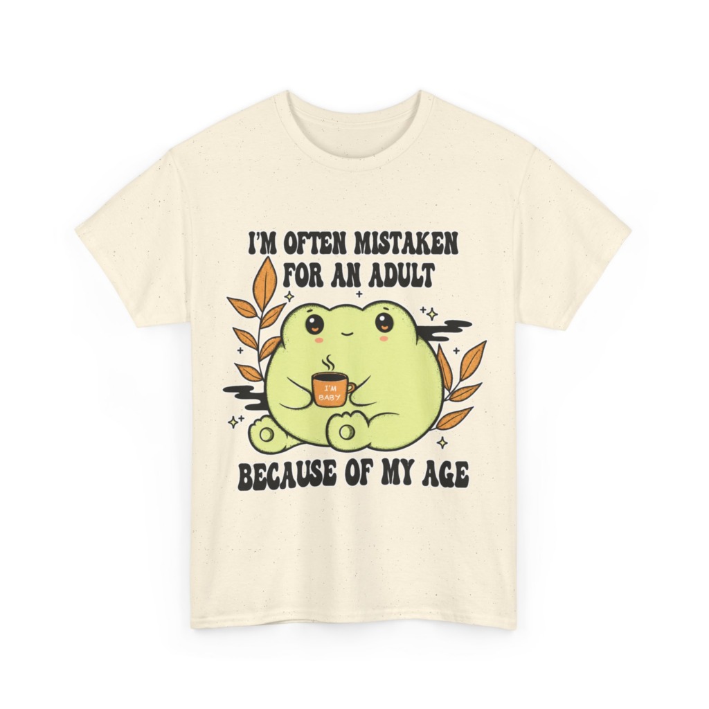 Graphic Tee: 'Mistaken for Adult, I'm Baby' Frog Design