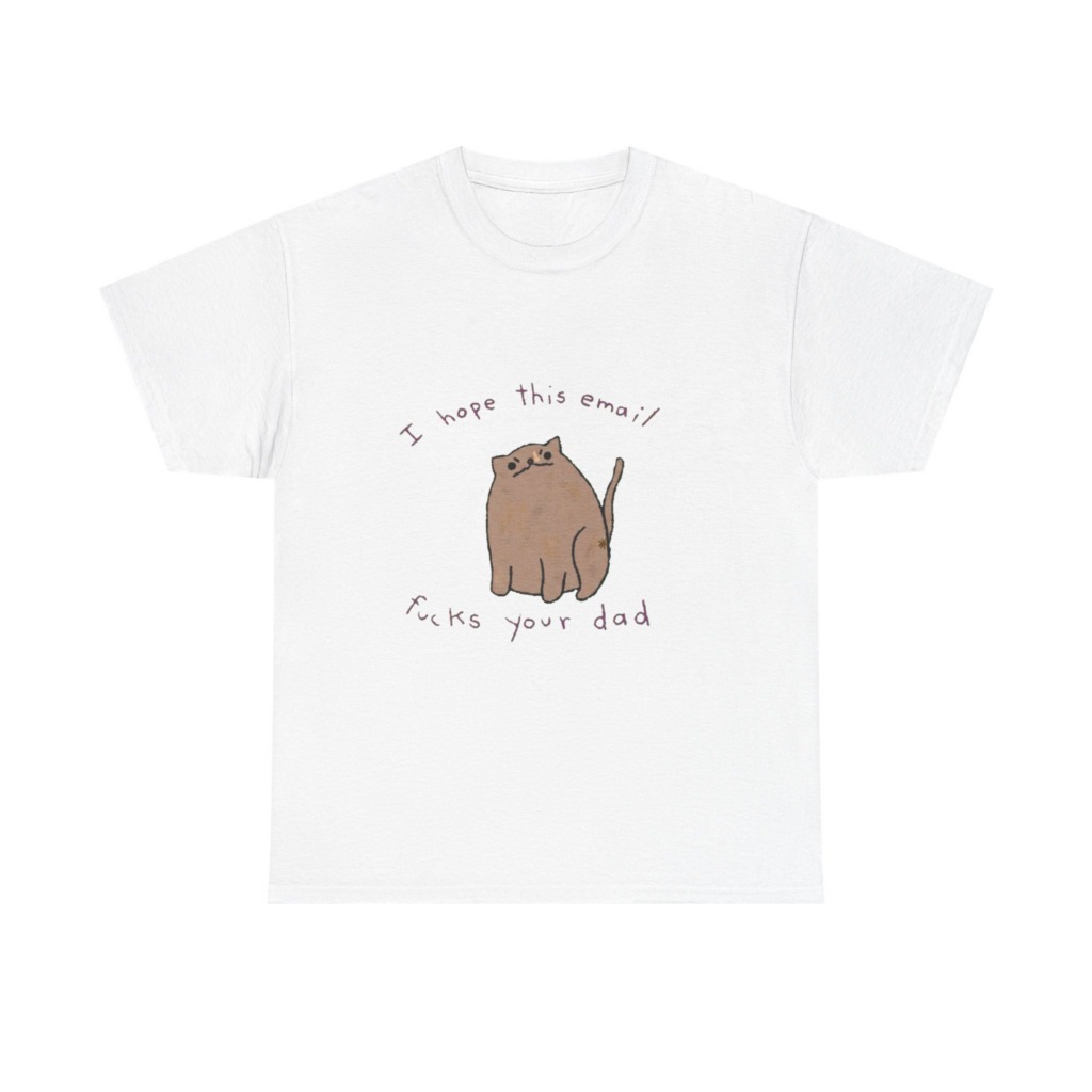Graphic T-Shirt with Sarcastic Email Cat Design